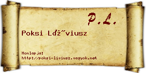 Poksi Líviusz névjegykártya